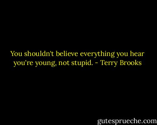 You shouldn't believe everything you hear you're young, not stupid. - Terry Brooks