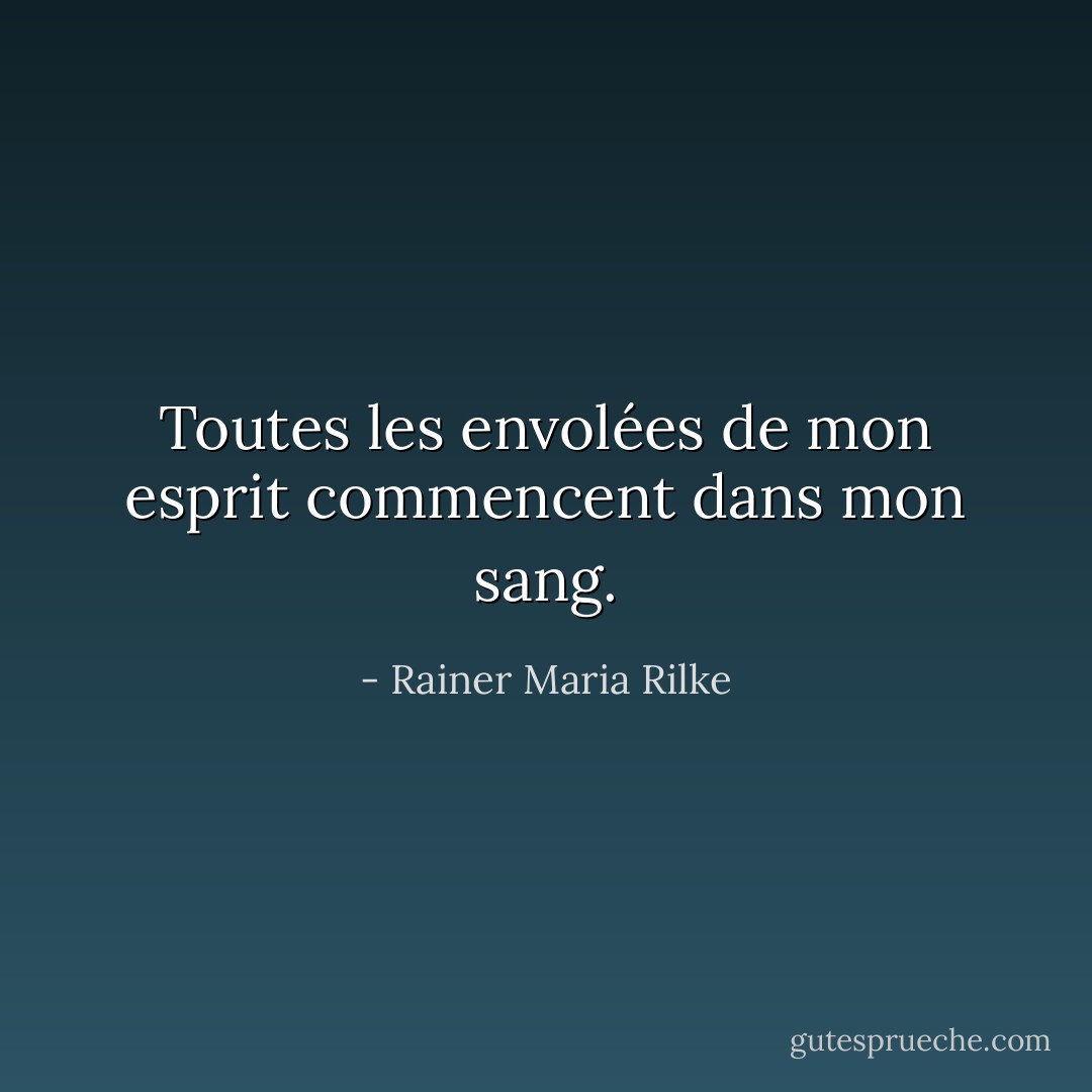 Toutes les envolées de mon esprit commencent dans mon sang. - Rainer Maria Rilke
