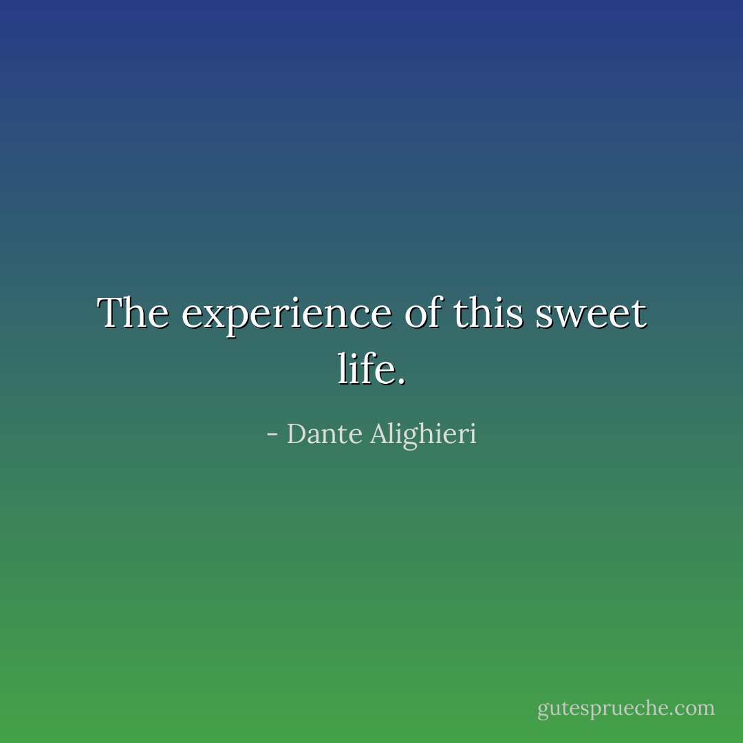 The experience of this sweet life. - Dante Alighieri