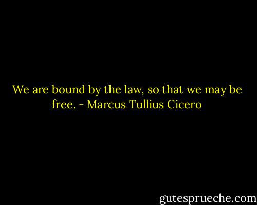 We are bound by the law, so that we may be free. - Marcus Tullius Cicero