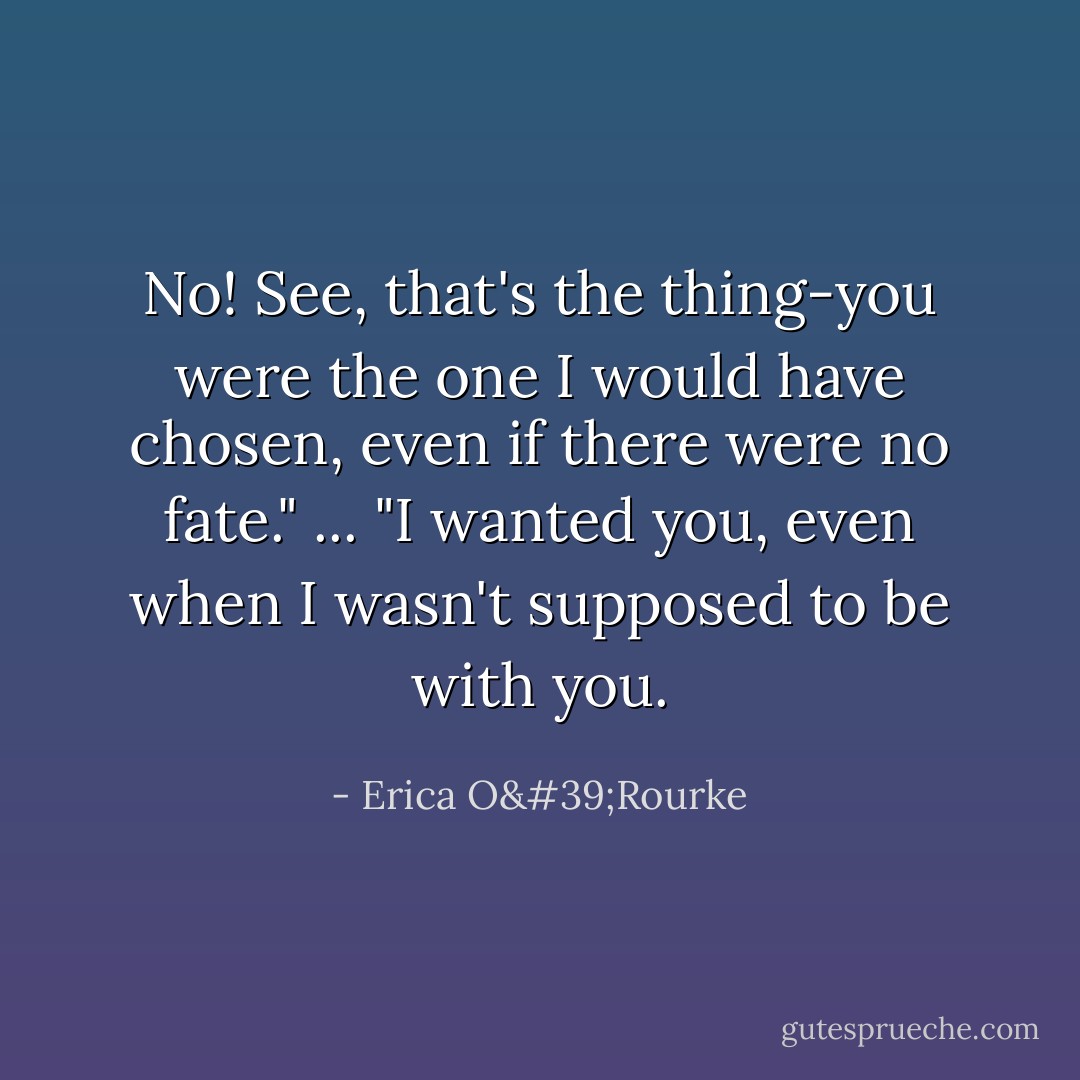No! See, that's the thing-you were the one I would have chosen, even if there were no fate."<br />...<br />"I wanted you, even when I wasn't supposed to be with you. - Erica O'Rourke