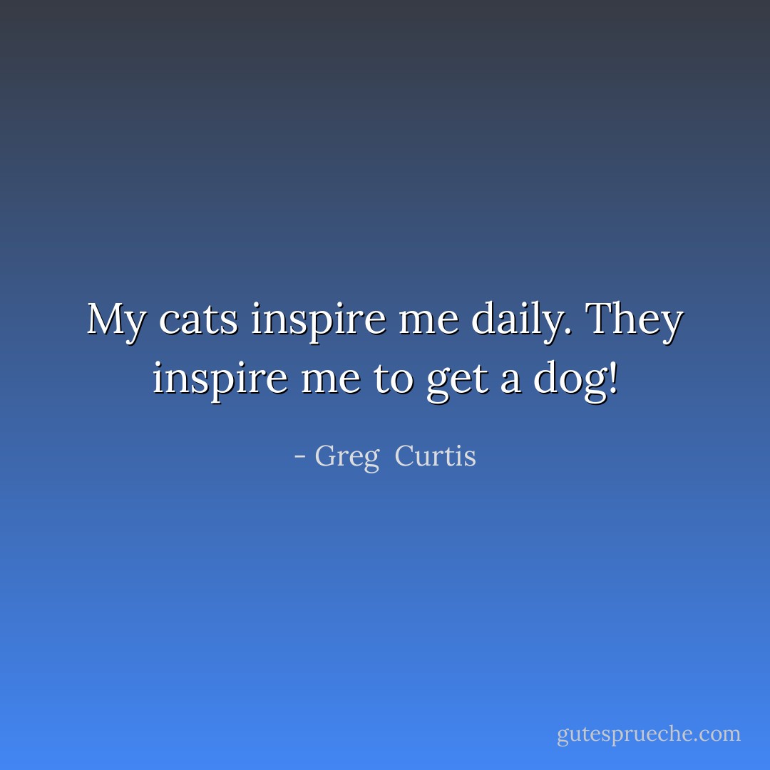 My cats inspire me daily. They inspire me to get a dog! - Greg  Curtis