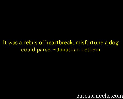 It was a rebus of heartbreak, misfortune a dog could parse. - Jonathan Lethem