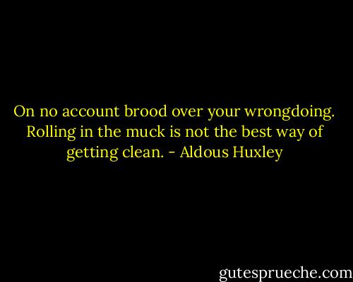 On no account brood over your wrongdoing. Rolling in the muck is not the best way of getting clean. - Aldous Huxley