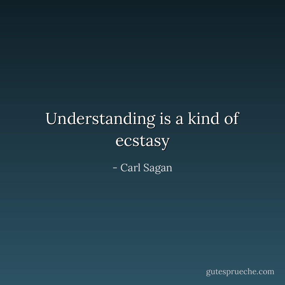 Understanding is a kind of ecstasy - Carl Sagan