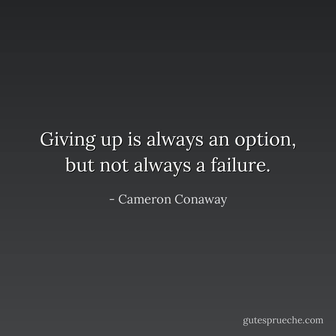 Giving up is always an option, but not always a failure. - Cameron Conaway