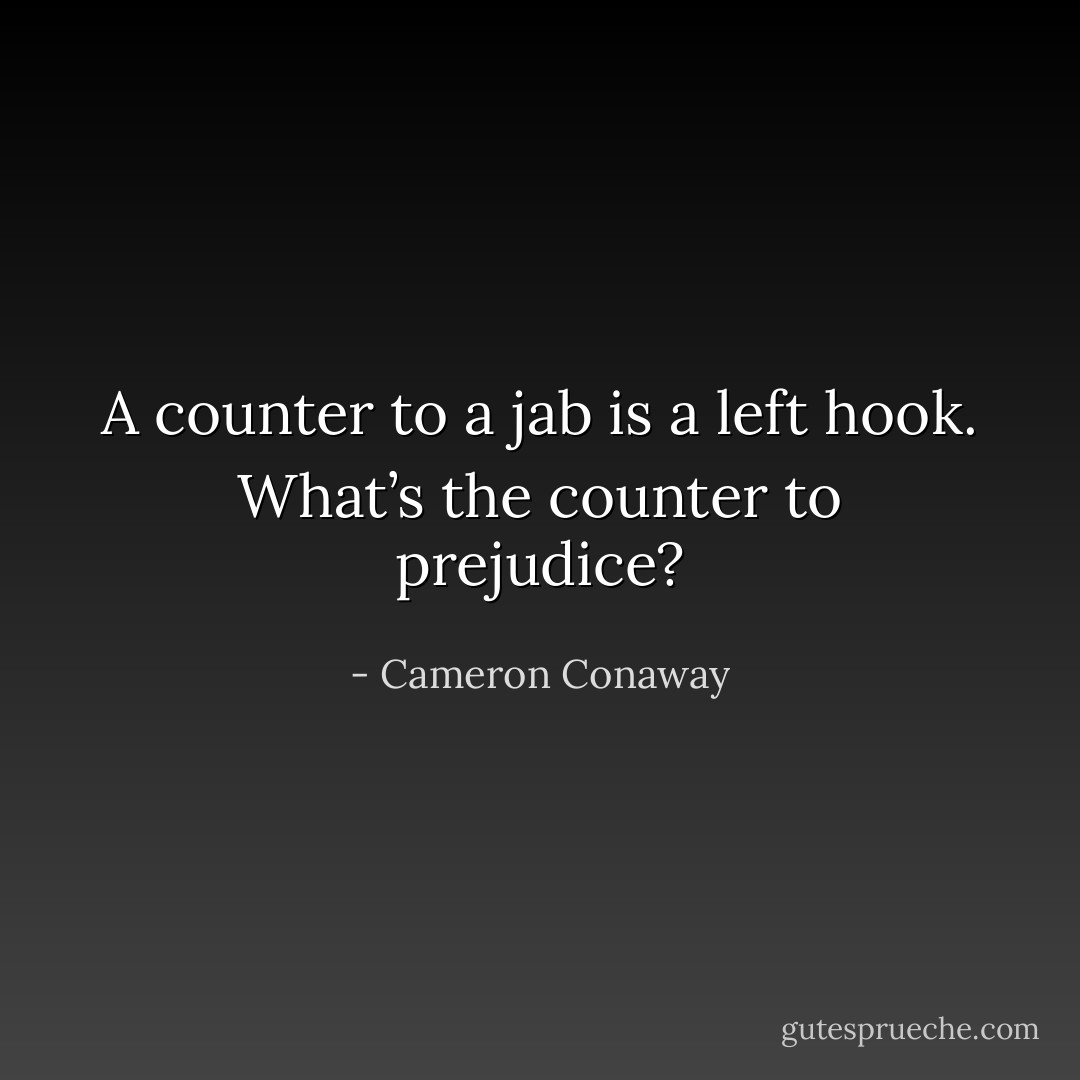 A counter to a jab is a left hook. What’s the counter to prejudice? - Cameron Conaway