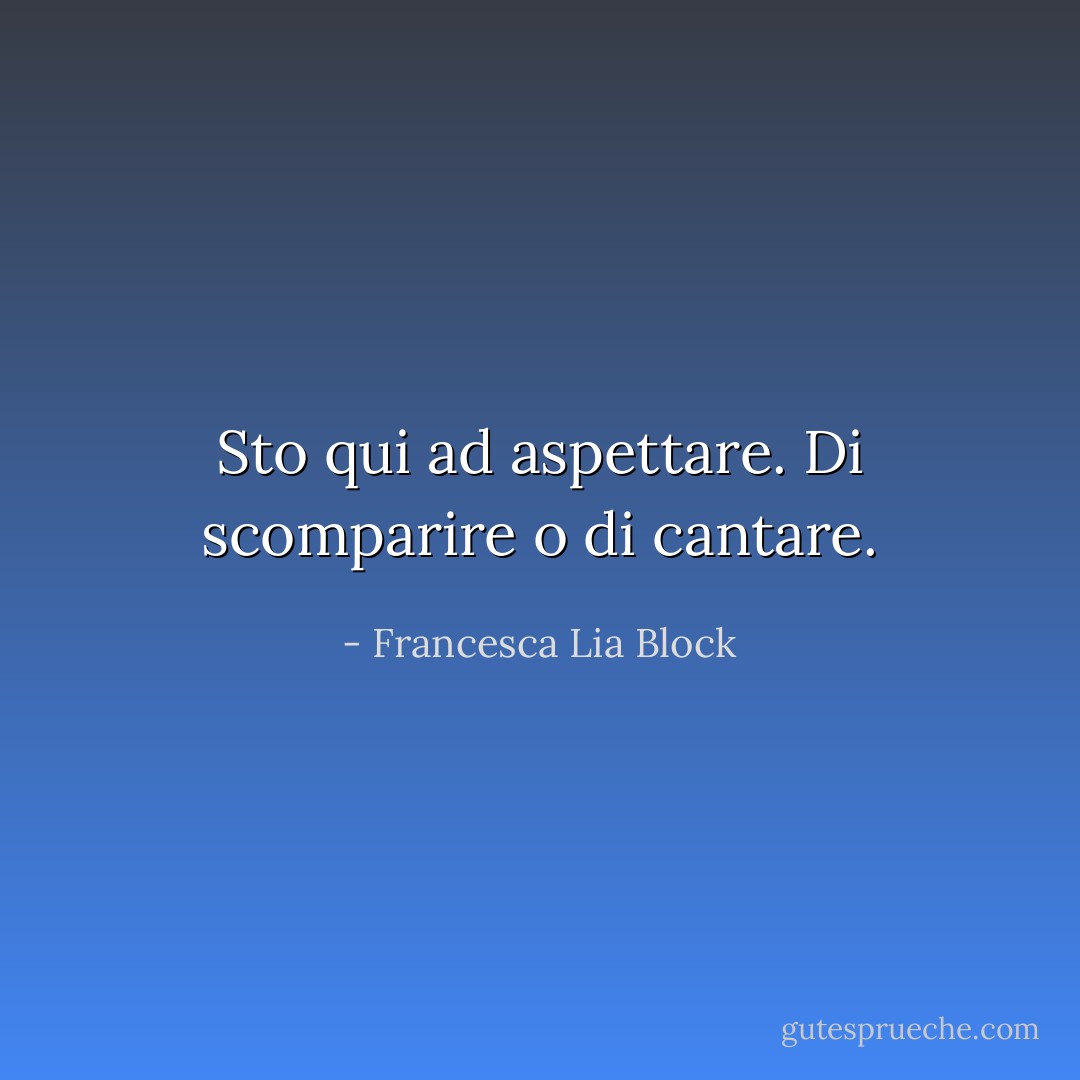 Sto qui ad aspettare. Di scomparire o di cantare. - Francesca Lia Block
