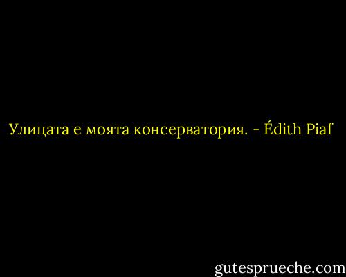 Улицата е моята консерватория. - Édith Piaf