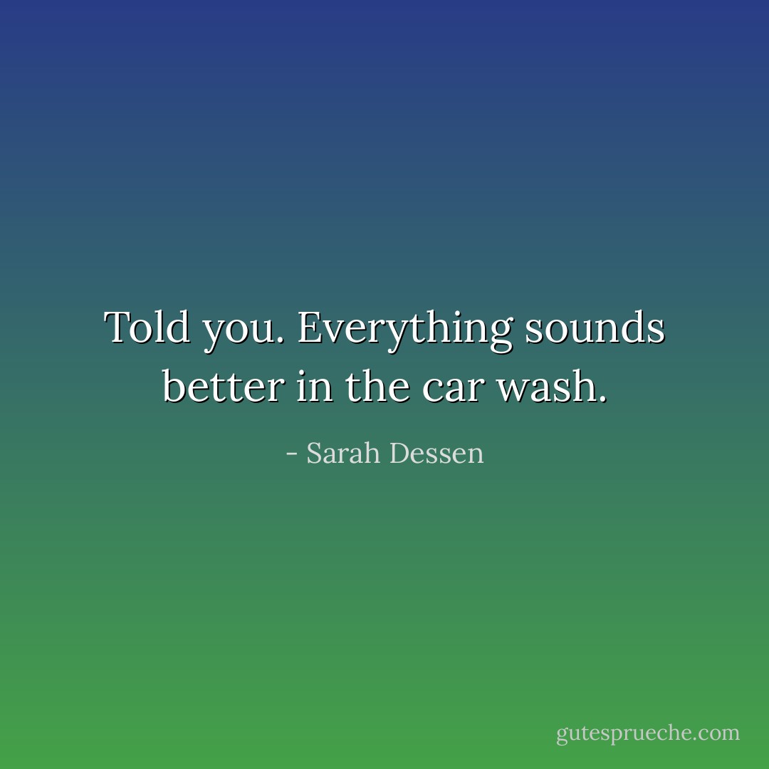 Told you. Everything sounds better in the car wash. - Sarah Dessen