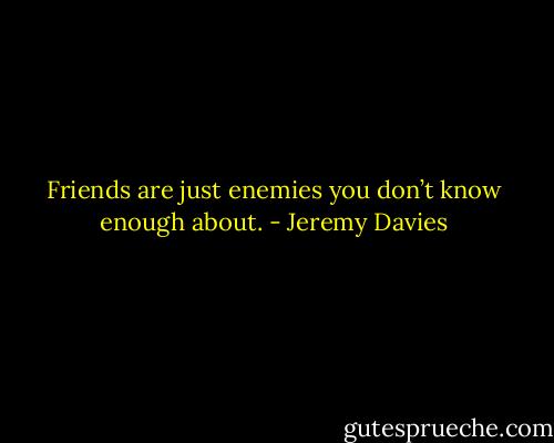 Friends are just enemies you don’t know enough about. - Jeremy Davies