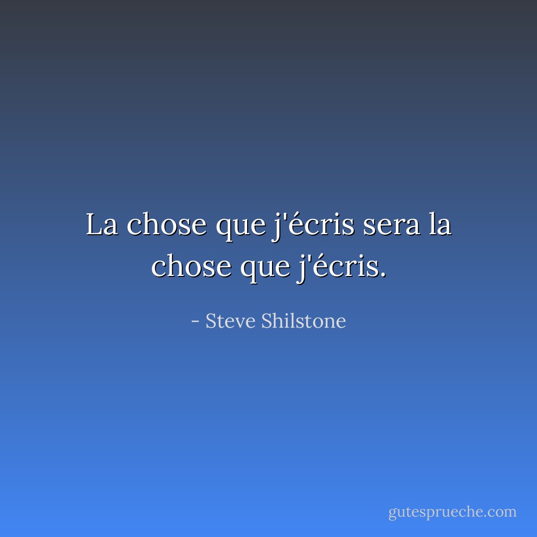 La chose que j'écris sera la chose que j'écris. - Steve Shilstone