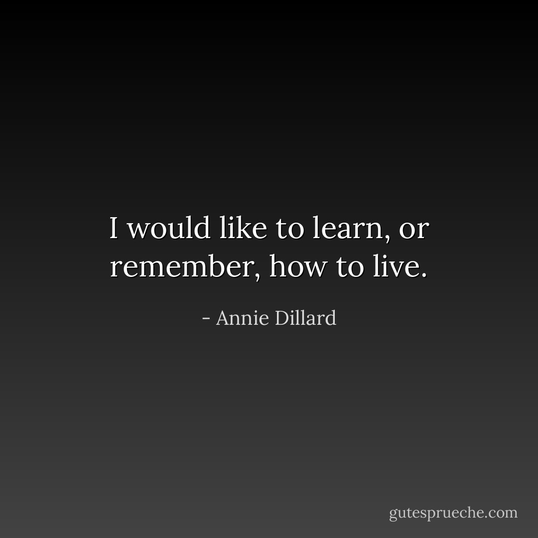 I would like to learn, or remember, how to live. - Annie Dillard
