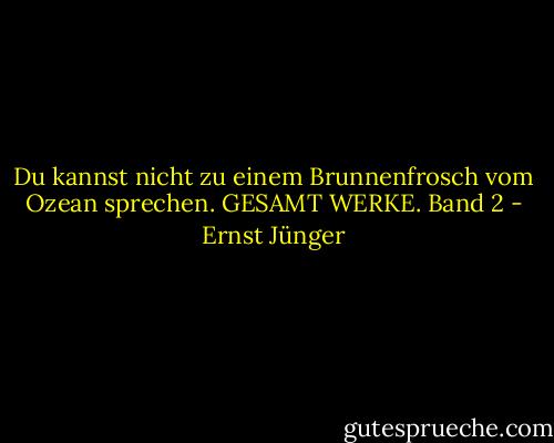 Du kannst nicht zu einem Brunnenfrosch vom Ozean sprechen. GESAMT WERKE. Band 2 - Ernst Jünger