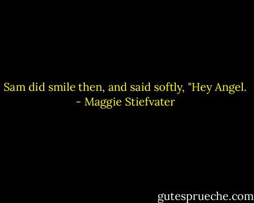 Sam did smile then, and said softly, "Hey Angel. - Maggie Stiefvater