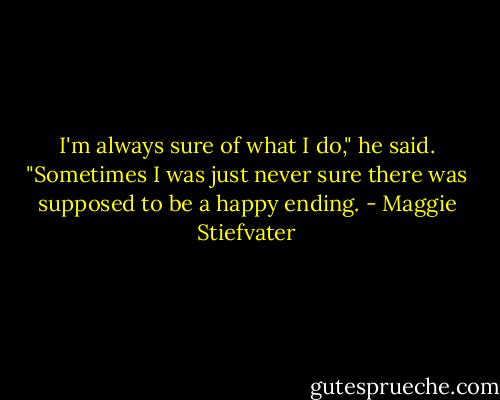 I'm always sure of what I do," he said. "Sometimes I was just never sure there was supposed to be a happy ending. - Maggie Stiefvater