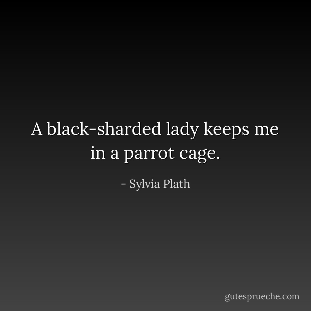 A black-sharded lady keeps me in a parrot cage. - Sylvia Plath