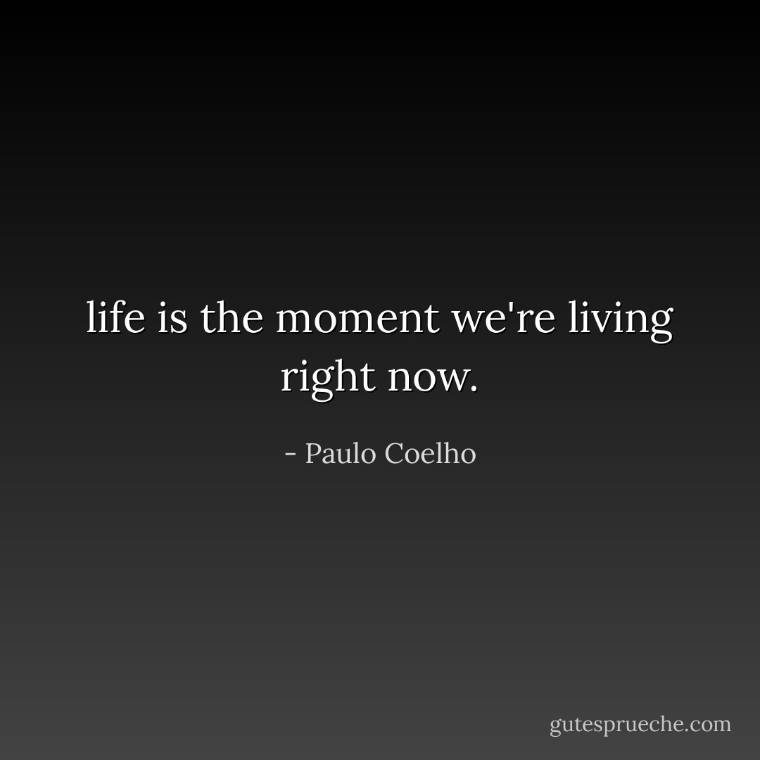 life is the moment we're living right now. - Paulo Coelho