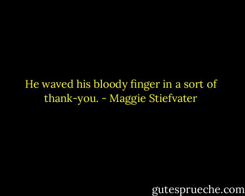 He waved his bloody finger in a sort of thank-you. - Maggie Stiefvater