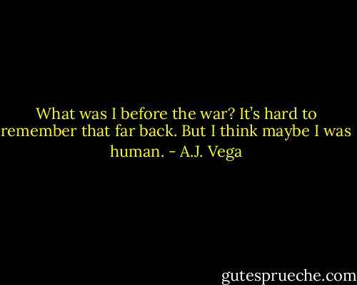What was I before the war? It’s hard to remember that far back. But I think maybe I was human. - A.J. Vega