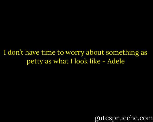 I don’t have time to worry about something as petty as what I look like - Adele