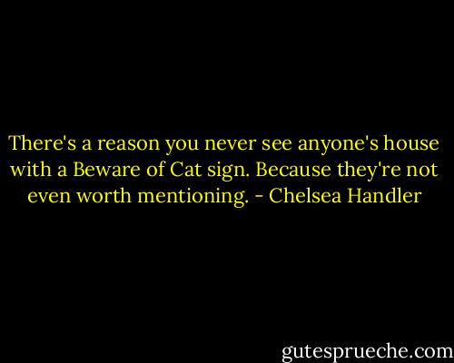 There's a reason you never see anyone's house with a Beware of Cat sign. Because they're not even worth mentioning. - Chelsea Handler