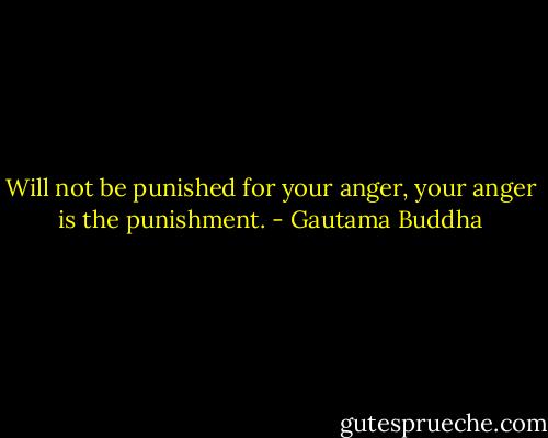 Will not be punished for your anger, your anger is the punishment. - Gautama Buddha