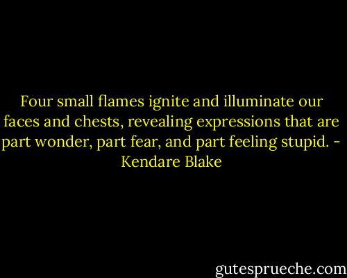 Four small flames ignite and illuminate our faces and chests, revealing expressions that are part wonder, part fear, and part feeling stupid. - Kendare Blake