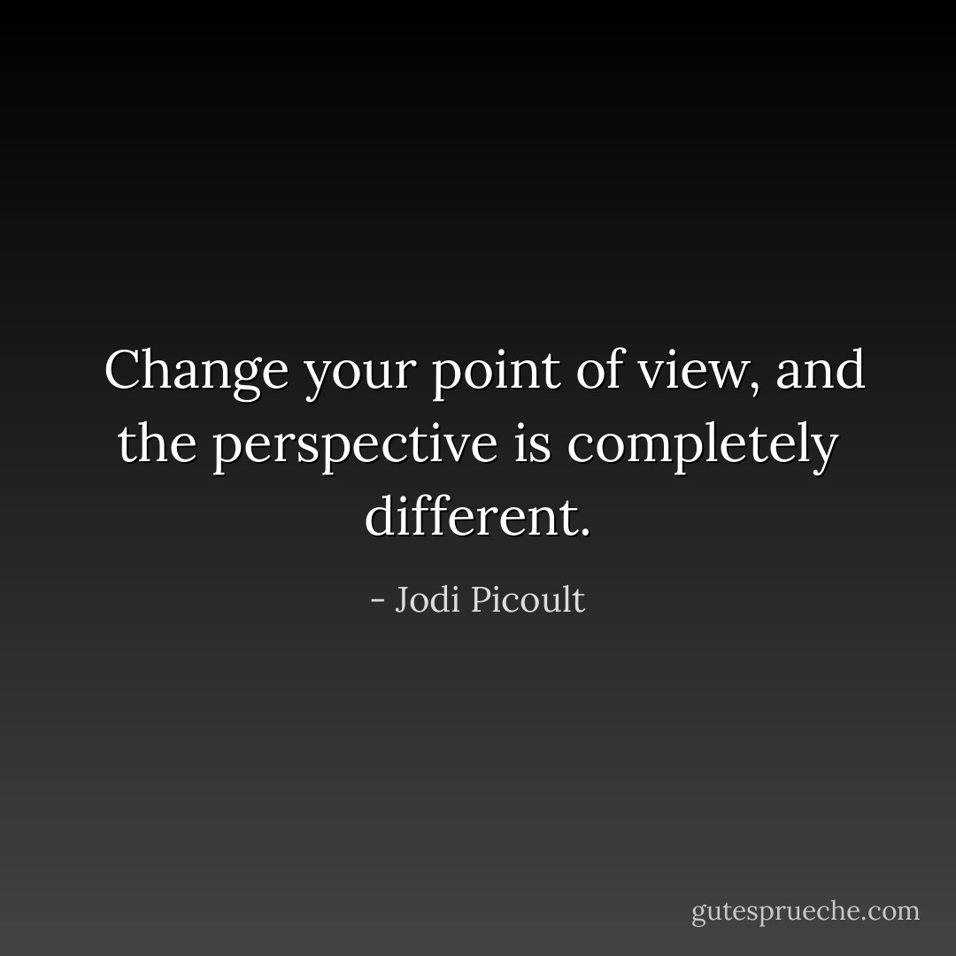<i> Change your point of view, and the perspective is completely different.</i> - Jodi Picoult