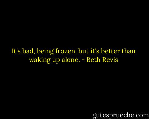 It's bad, being frozen, but it's better than waking up alone. - Beth Revis