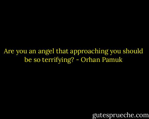 Are you an angel that approaching you should be so terrifying? - Orhan Pamuk