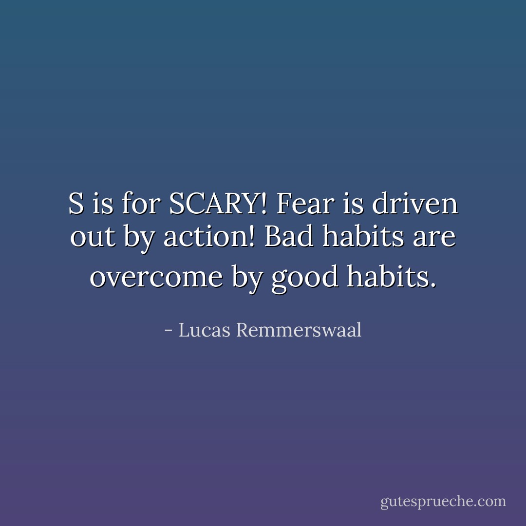 S is for SCARY! Fear is driven out by action! Bad habits are overcome by good habits. - Lucas Remmerswaal