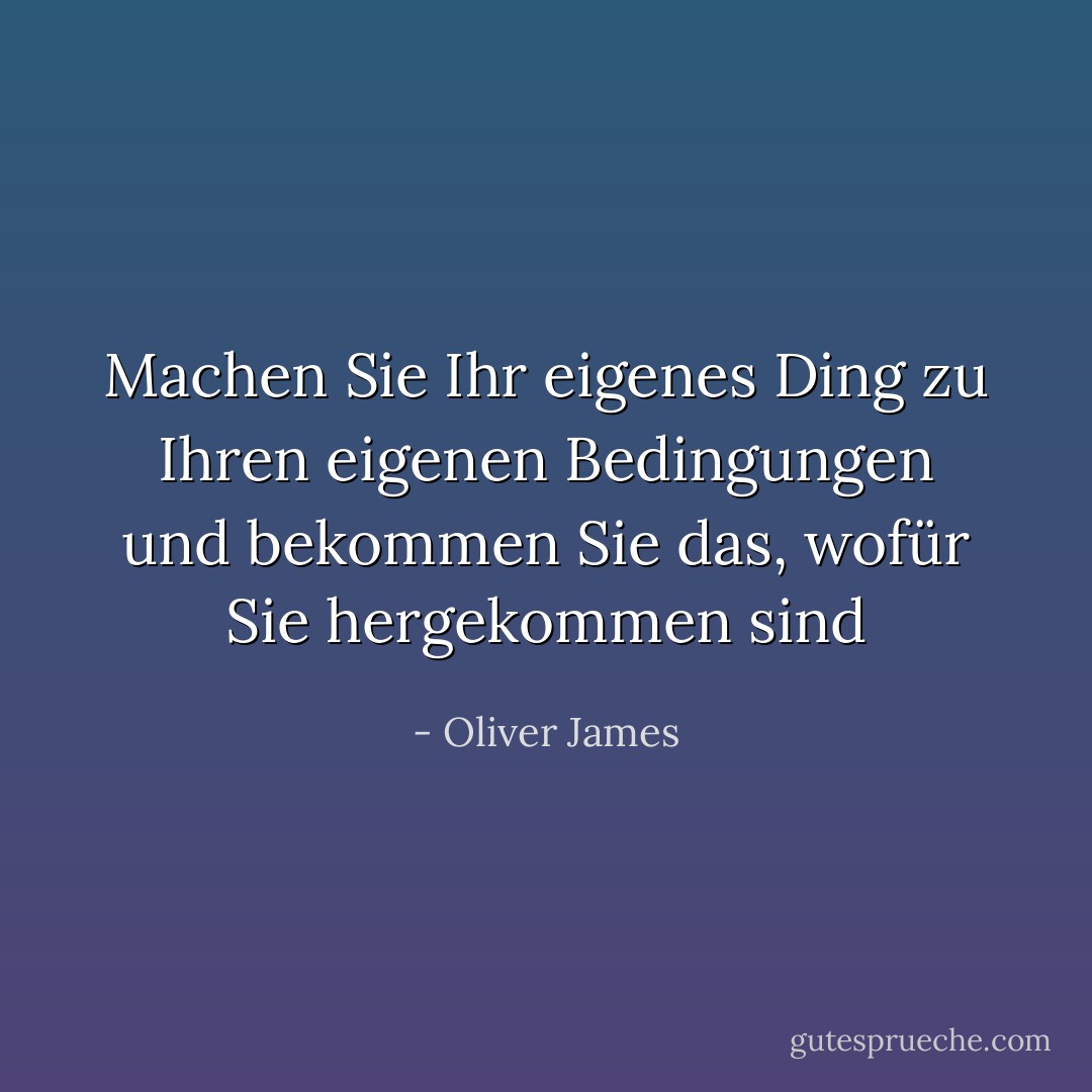 Machen Sie Ihr eigenes Ding zu Ihren eigenen Bedingungen und bekommen Sie das, wofür Sie hergekommen sind - Oliver James<