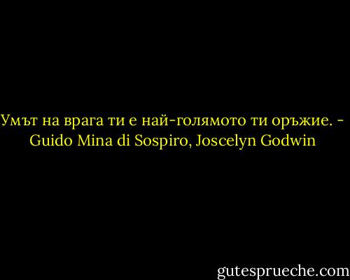 Умът на врага ти е най-голямото ти оръжие. - Guido Mina di Sospiro, Joscelyn Godwin