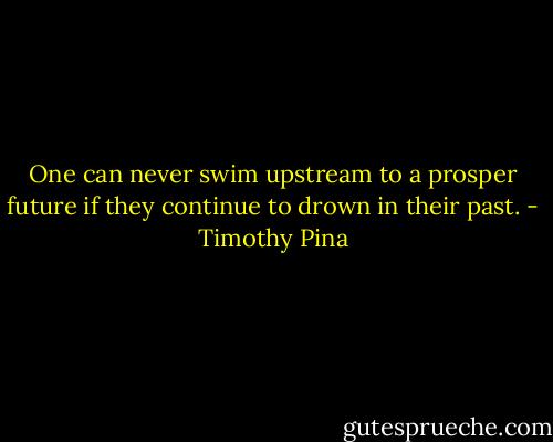 One can never swim upstream to a prosper future if they continue to drown in their past. - Timothy Pina