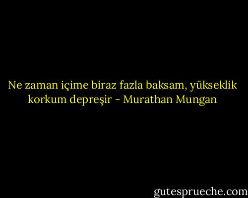 Ne zaman içime biraz fazla baksam, yükseklik korkum depreşir - Murathan Mungan