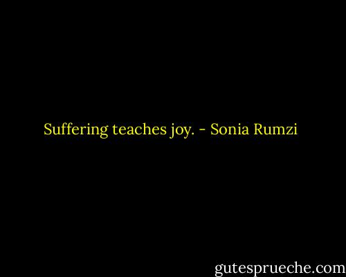 Suffering teaches joy. - Sonia Rumzi