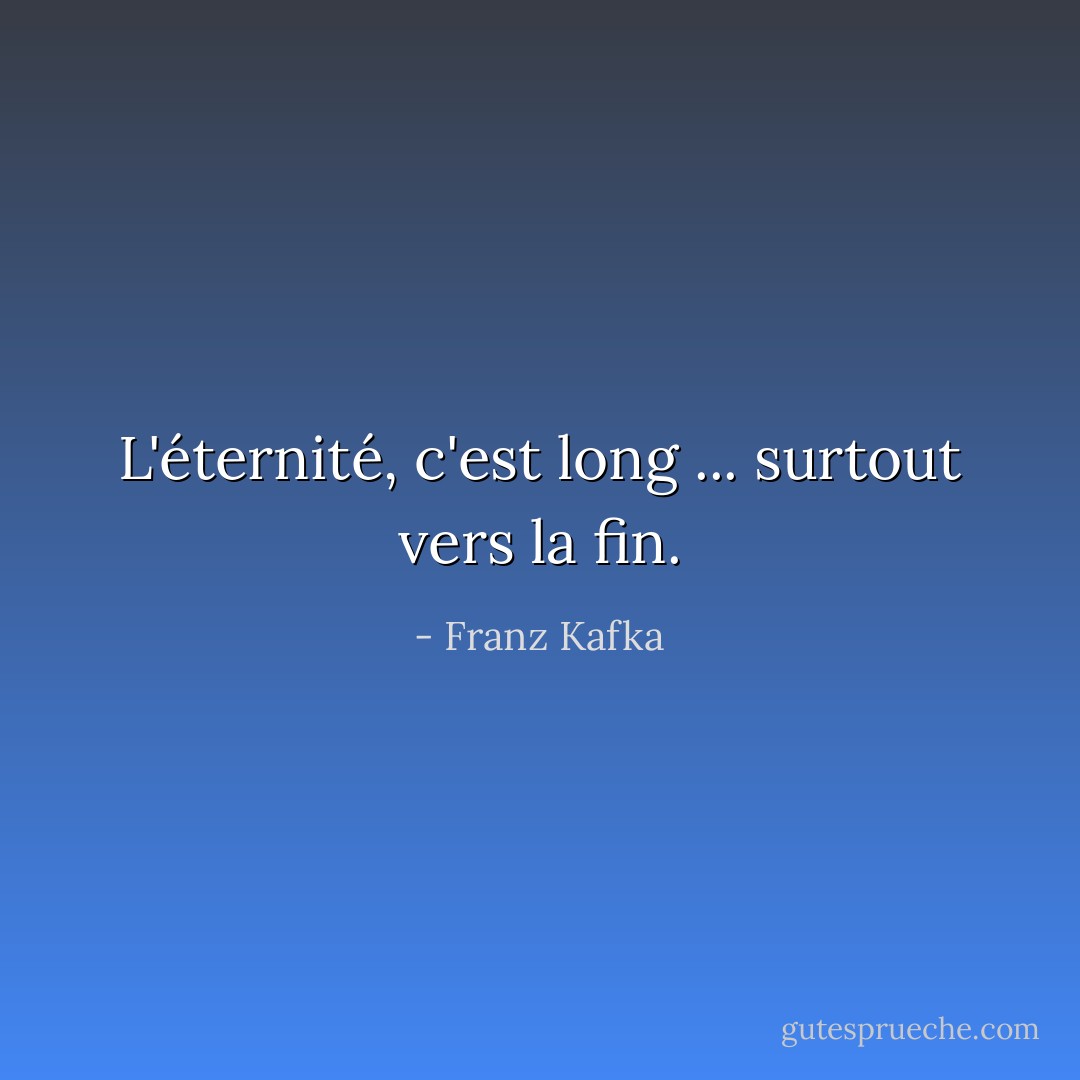 L'éternité, c'est long ... surtout vers la fin. - Franz Kafka