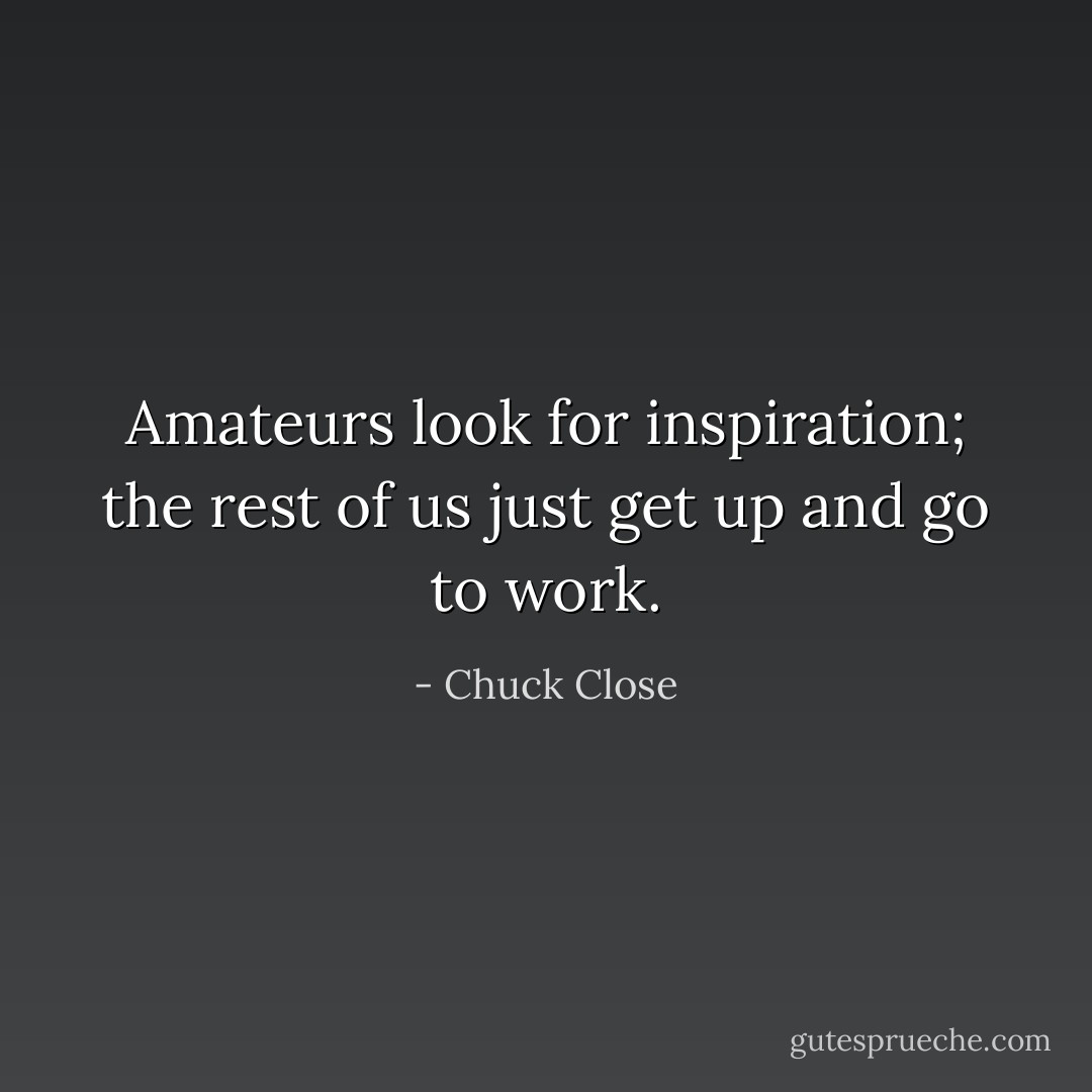 Amateurs look for inspiration; the rest of us just get up and go to work. - Chuck Close