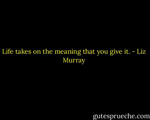 Life takes on the meaning that you give it. - Liz Murray