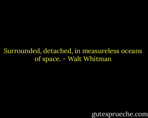 Surrounded, detached, in measureless oceans of space. - Walt Whitman