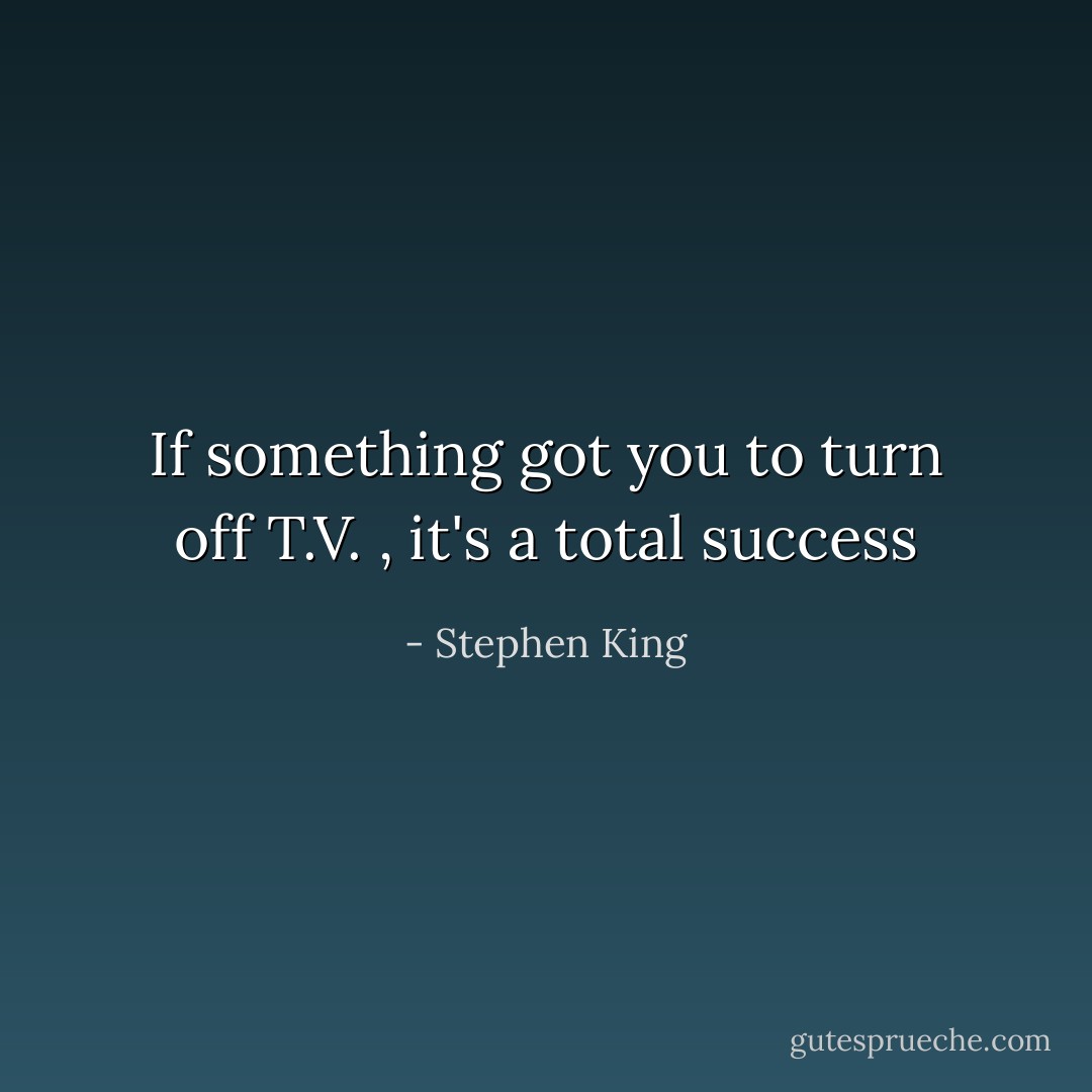 If something got you to turn off T.V. , it's a total success - Stephen King