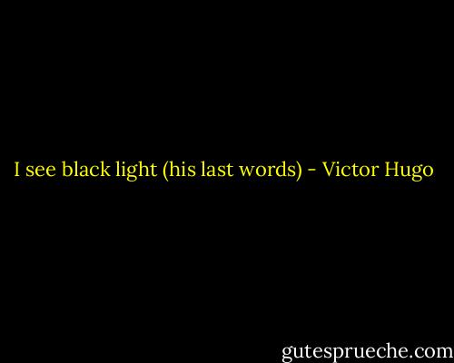 I see black light (his last words) - Victor Hugo