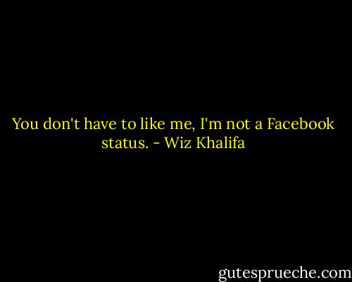 You don't have to like me, I'm not a Facebook status. - Wiz Khalifa