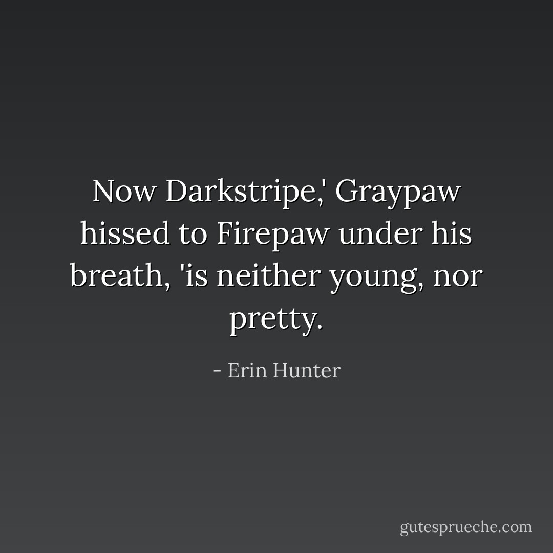 Now Darkstripe,' Graypaw hissed to Firepaw under his breath, 'is neither young, nor pretty. - Erin Hunter