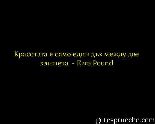 Красотата е само един дъх между две клишета. - Ezra Pound