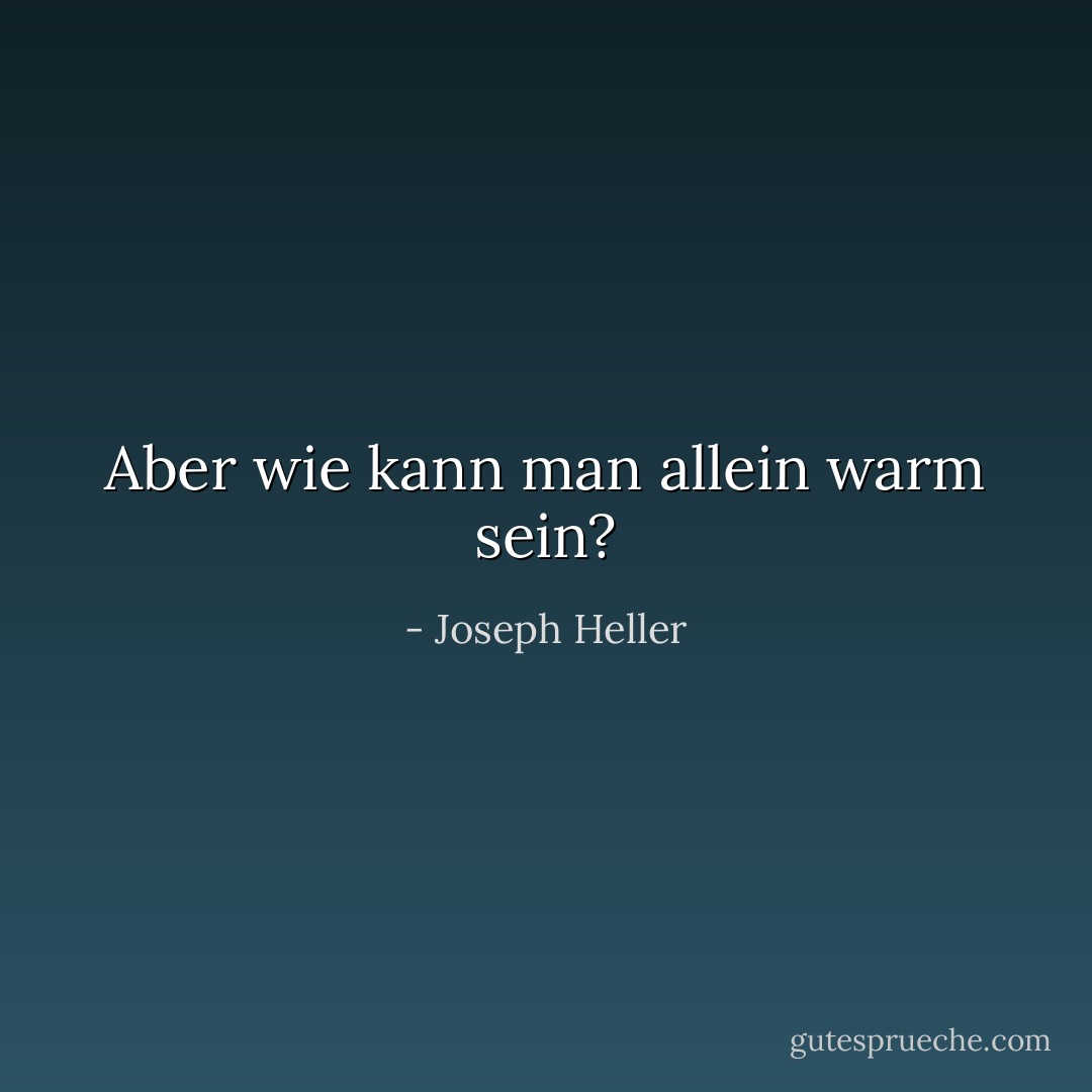 Aber wie kann man allein warm sein? - Joseph Heller<