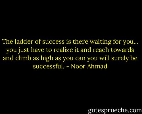 The ladder of success is there waiting for you... you just have to realize it and reach towards and climb as high as you can you will surely be successful. - Noor Ahmad