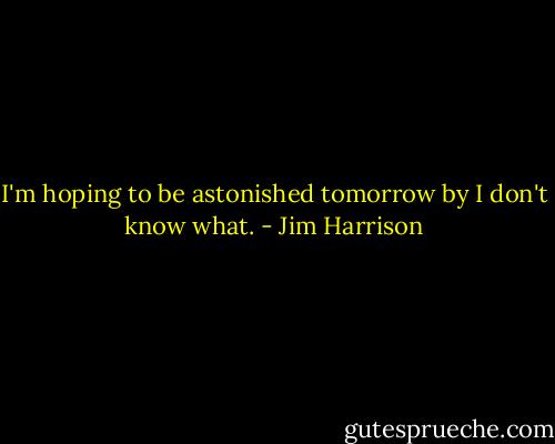 I'm hoping to be astonished tomorrow<br />by I don't know what. - Jim Harrison