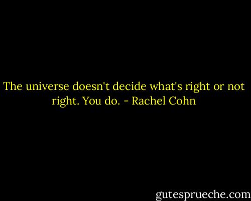 The universe doesn't decide what's right or not right. You do. - Rachel Cohn